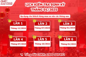 LỊCH KIỂM TRA XE ĐỊNH KỲ THÁNG 01/2025