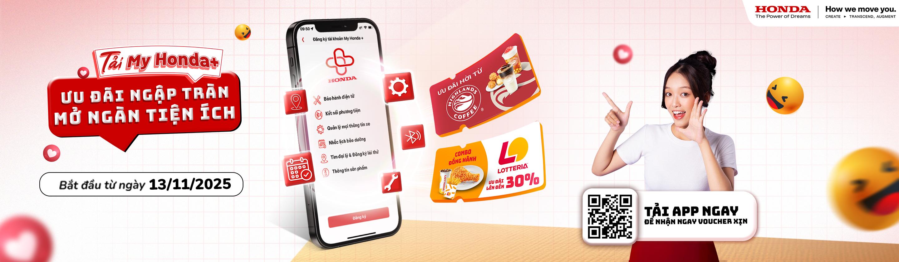 TẢI ỨNG DỤNG MY HONDA - ƯU ĐÃI NGẬP TRÀN - MỞ NGÀN TIỆN ÍCH